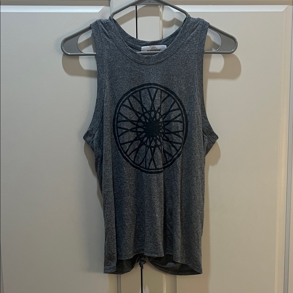 SoulCycle Charcoal Sleeveless Tee with Wheel Graphic
